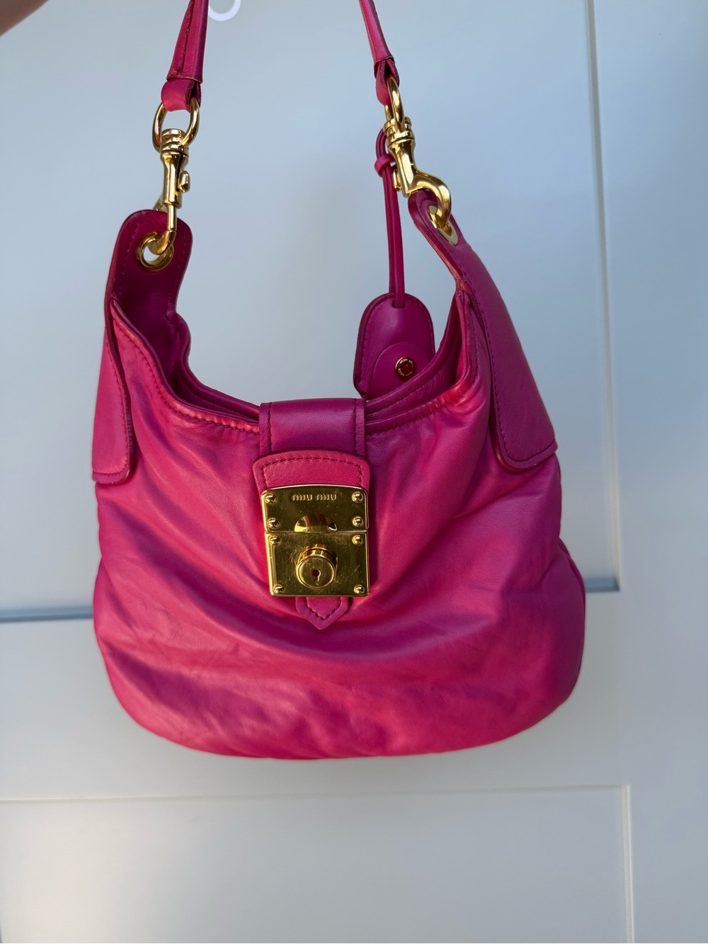 Miu Miu Hot Pink Shoulder Bag with Gold Hardware